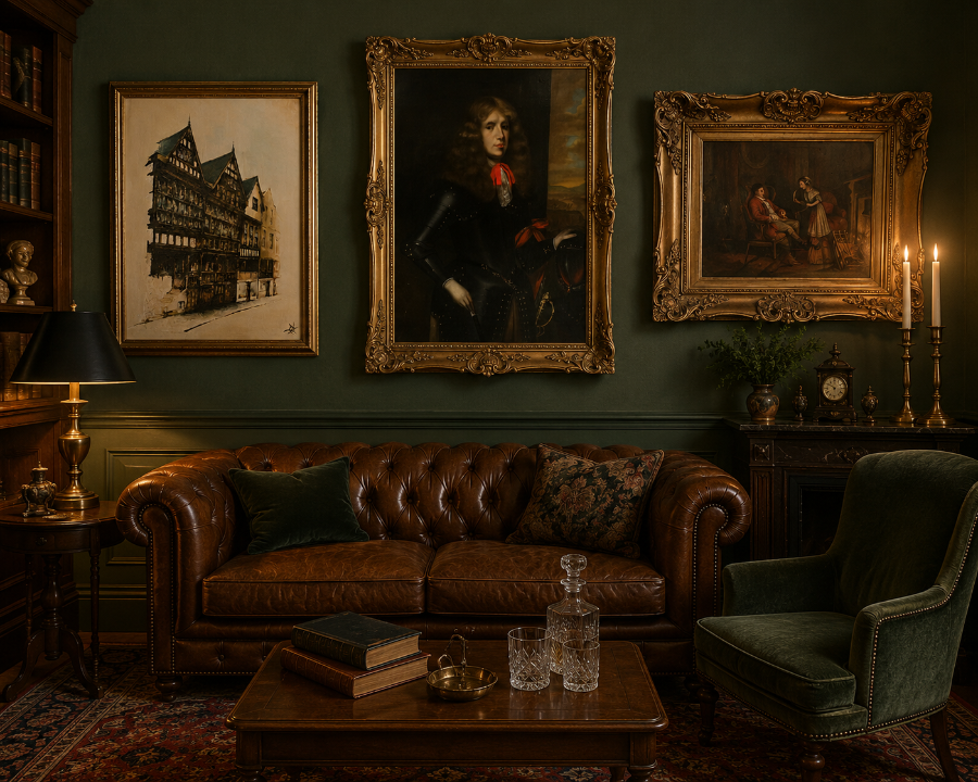 Vintage wall art displayed in an interior