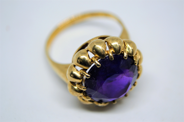 A 9ct With Large  Amethyst Ring.