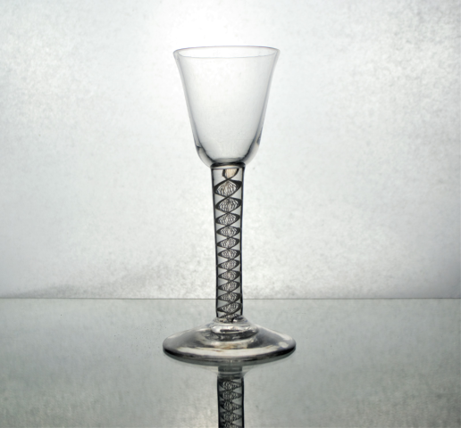 Georgian round funnel bowl opaque twist glass.