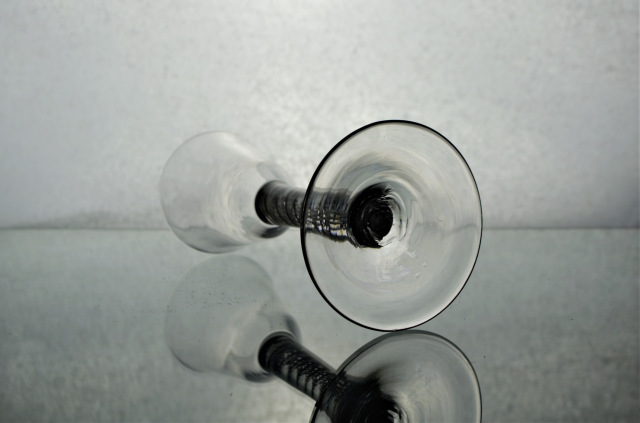 Georgian round funnel bowl opaque twist glass.