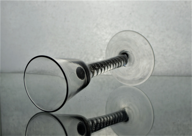 Georgian round funnel bowl opaque twist glass.