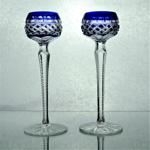 Bohemian liquor cut glass - Pair