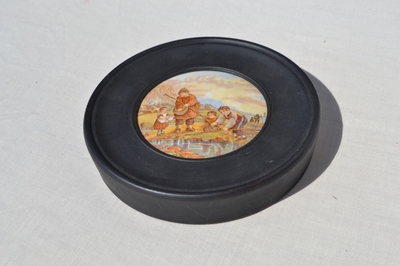 'The Shrimpers' Prattware Pot Lid