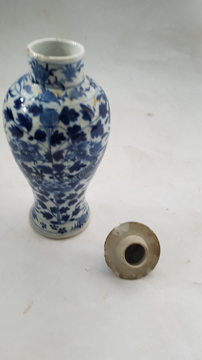Late 19th Century Chinese Blue And White Vase With Lid