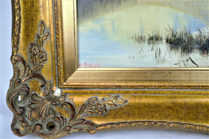 Discover the stunning 'Cattle Bathing in a Lake' landscape by Breanski De Breanski. Explore its unique blend of romanticism and realism. Purchase now!