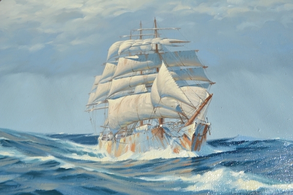 Explore our gallery of Keith Alastair Griffin's artwork, including the iconic 'The Milverton in Full Sail.' Born in 1927, his historic ship paintings command attention. Buy now!