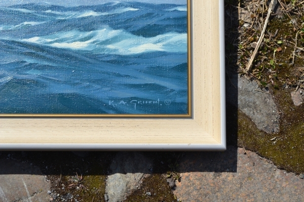 Explore our gallery of Keith Alastair Griffin's artwork, including the iconic 'The Milverton in Full Sail.' Born in 1927, his historic ship paintings command attention. Buy now!