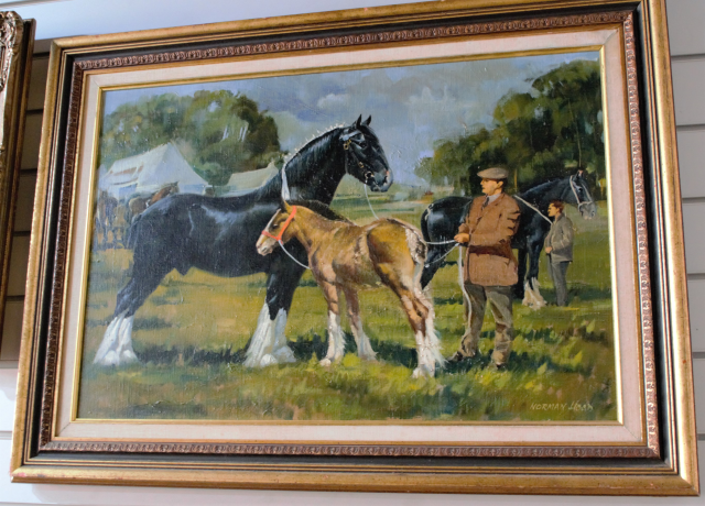 Air Vice Marshal Norman Hoad Oil on Canvas & Shire Horses at Country Fair.