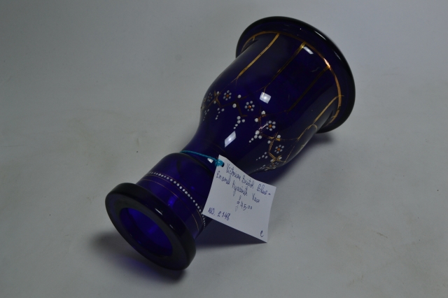 Victorian Bristol Blue Hyacinth Vase.