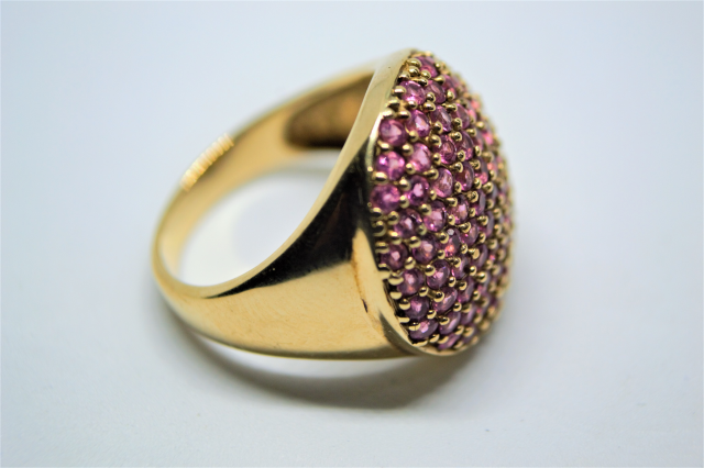A 9ct Gold With Pink Stone Dress Ring.