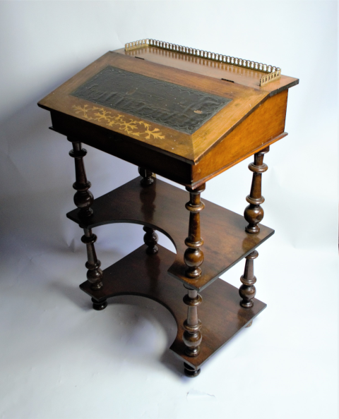 Late 19th Century Lift Top Writing Desk with Inlaid Lid.