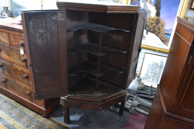 19th Century Oak Corner Cupboard and Stand.