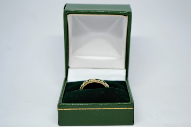 9ct Gold with Emerald and White Sapphire Ring.