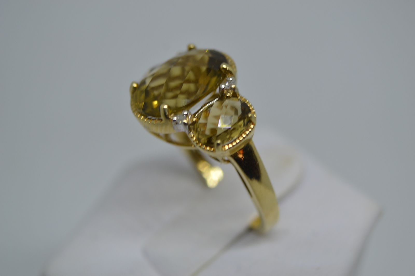 A 9ct Gold Yellow Topaz  And Diamond Dress Ring