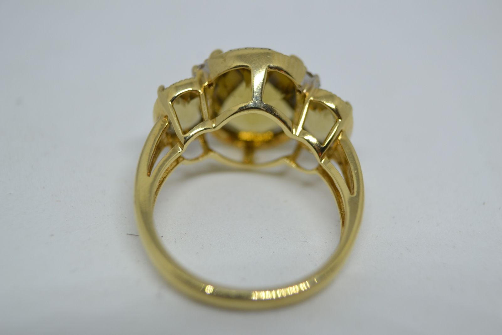 A 9ct Gold Yellow Topaz  And Diamond Dress Ring