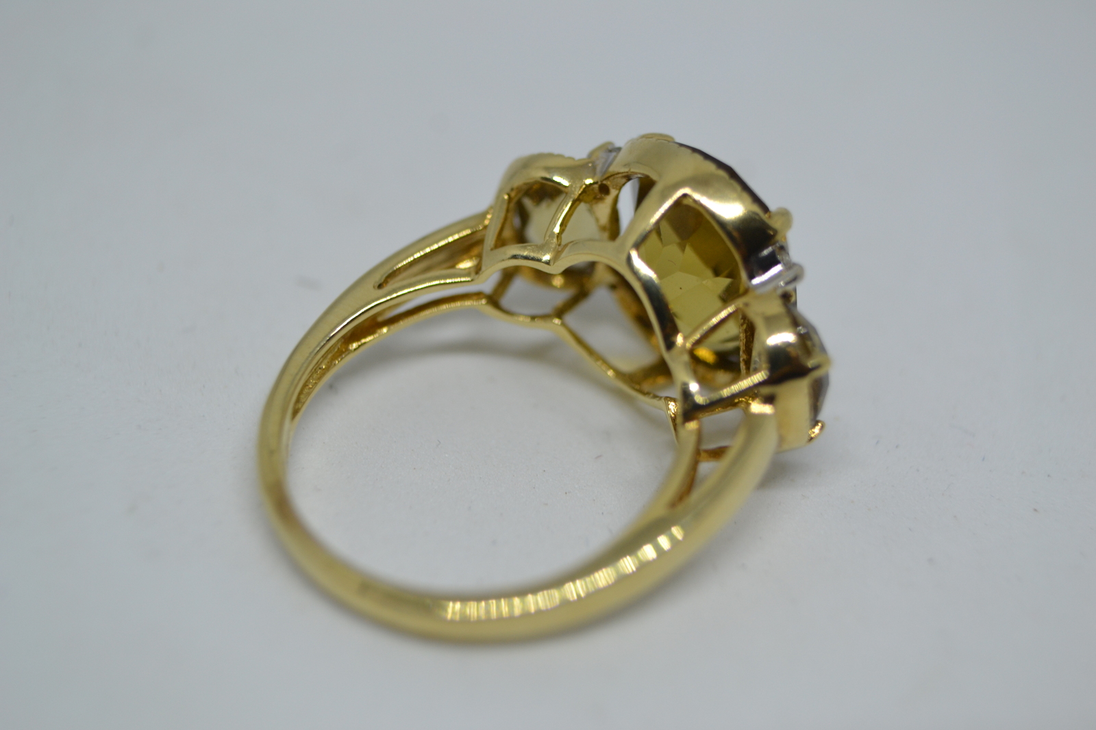 A 9ct Gold Yellow Topaz  And Diamond Dress Ring