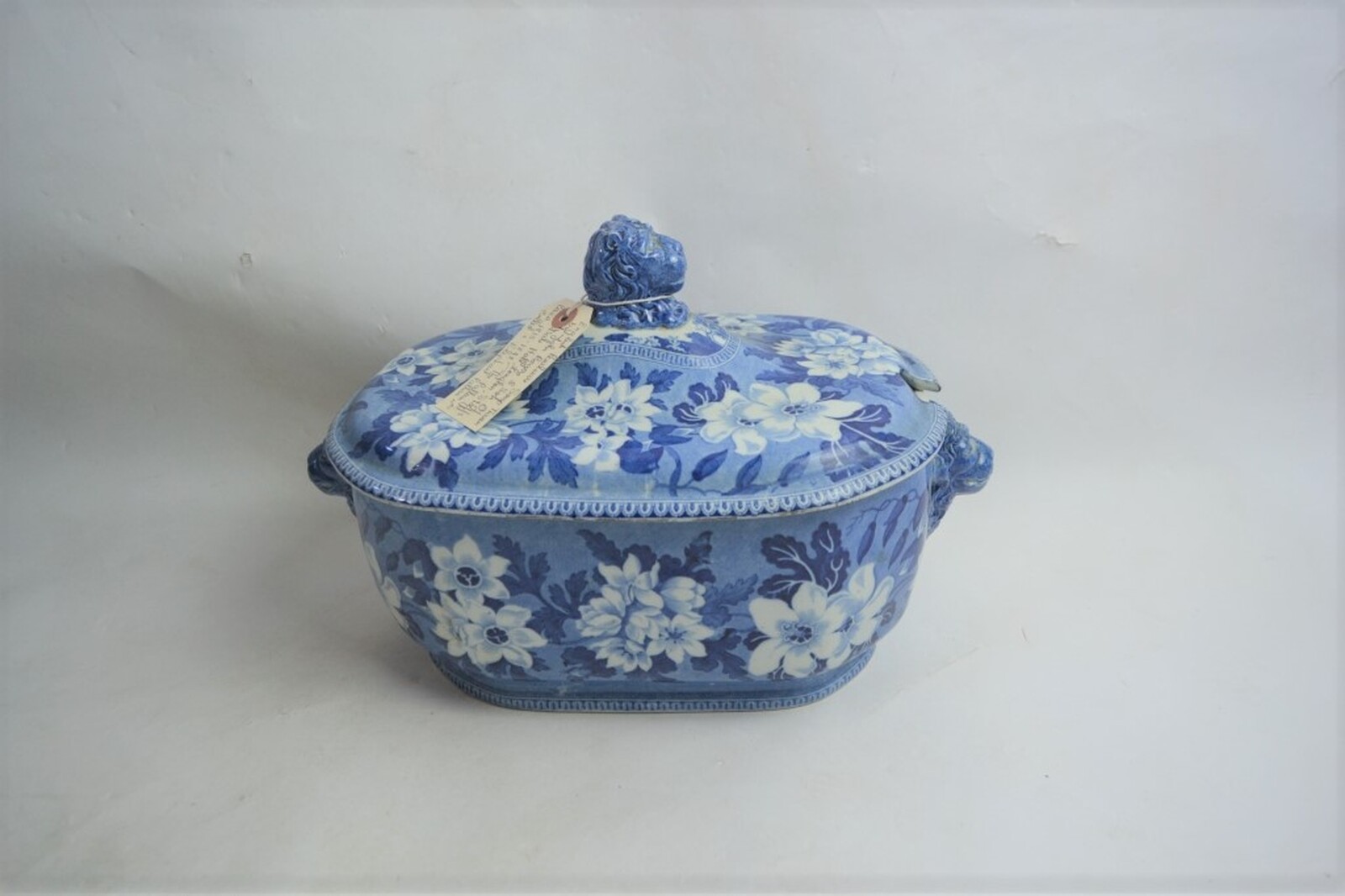 A large 19th Century Rogers Blue and White Rounded Rectangular Tureen and Cover