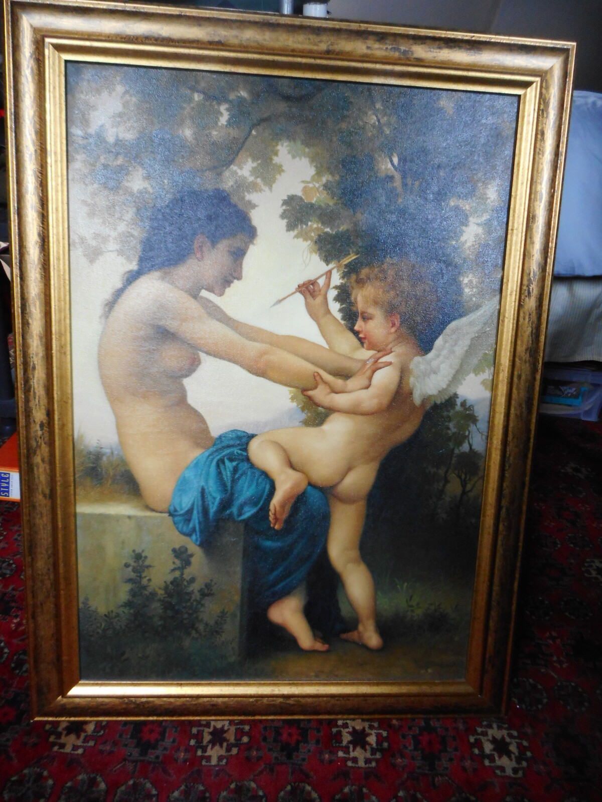 Young Girl Defending herself agains Eros - After William Bouguereau.