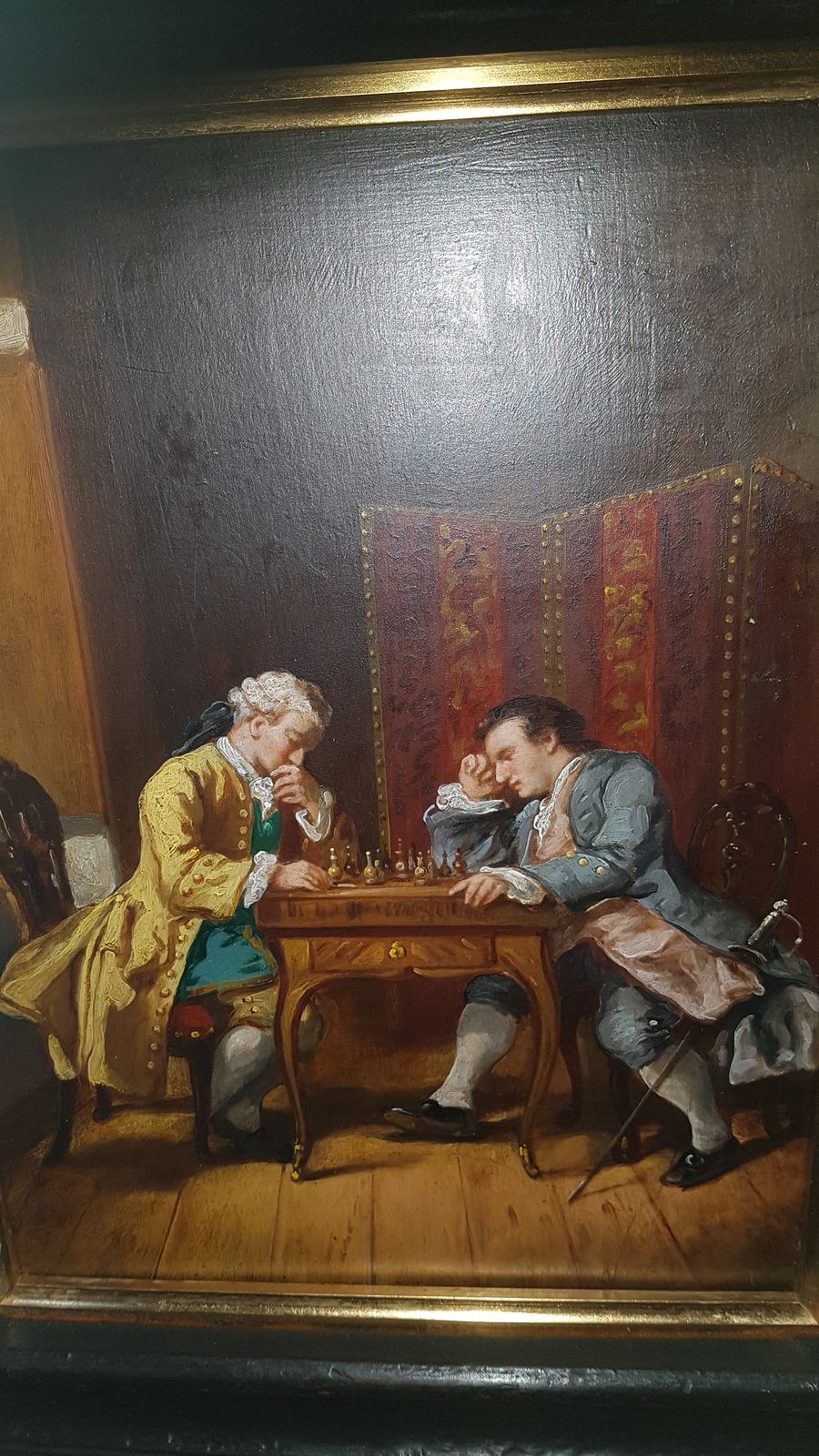 Victorian Oil On Board Painting, After Meissonier, &#34; The Stalemate&#34;