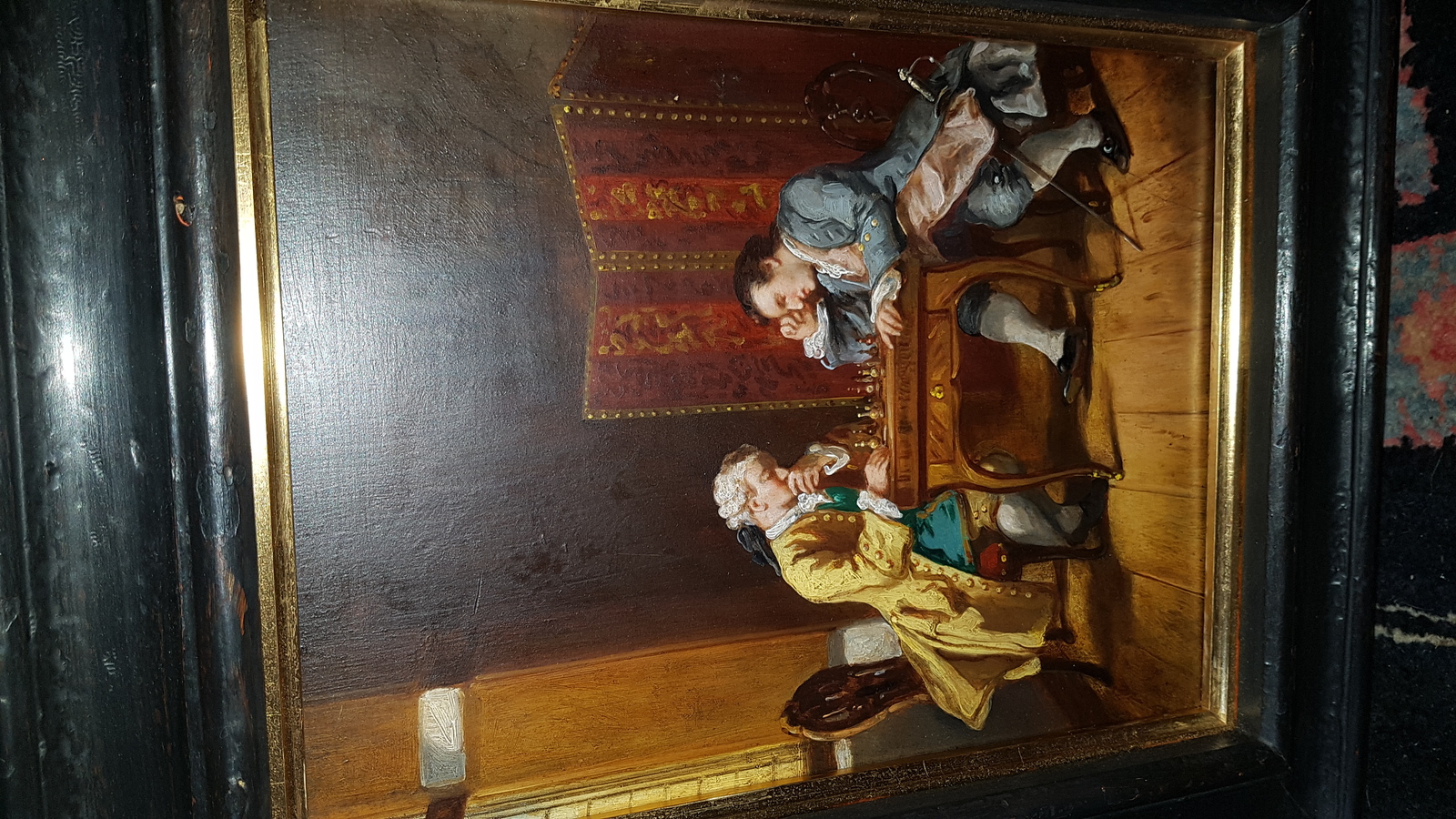 Victorian Oil On Board Painting, After Meissonier, &#34; The Stalemate&#34;