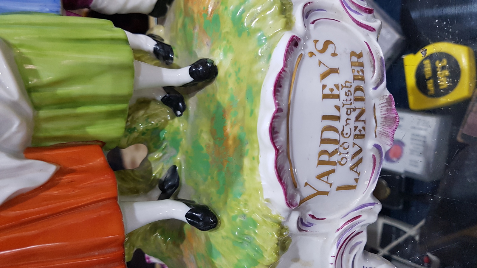 Browse our collection of late 19th c. Yardley's Lavender advertisement pastes and porcelain groups. Highlight: gilt border, Dresden factory marks. Shop now and add history to your home decor.