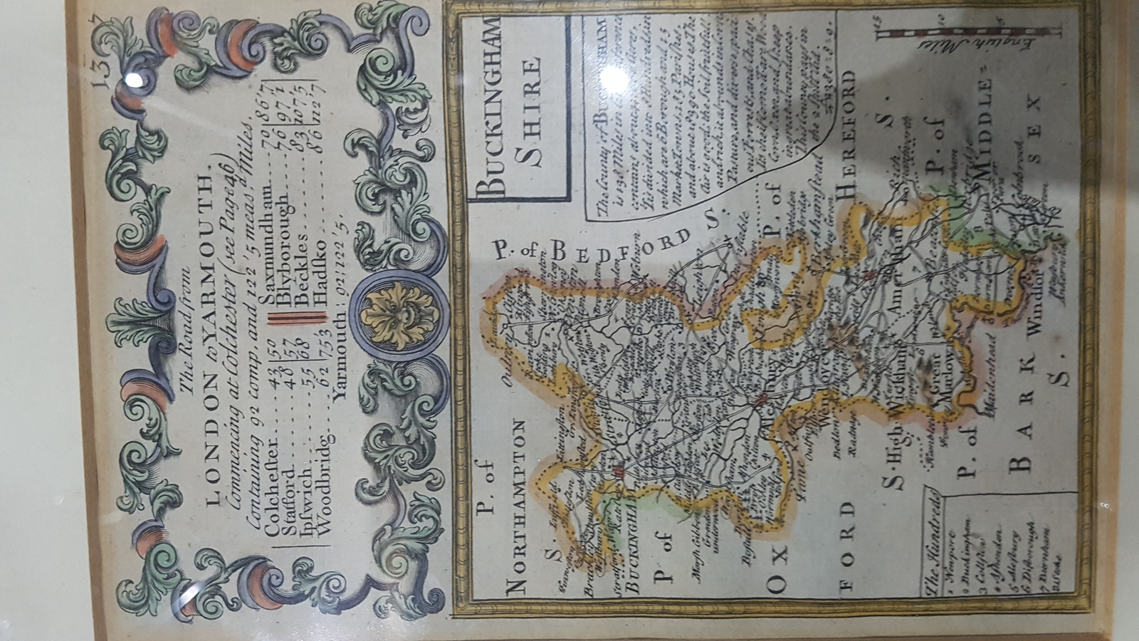 Discover our rare 1720 E Bowen map of Buckinghamshire, from London to Yarmouth. Dive into history, shop now for this unique antiquarian piece!
