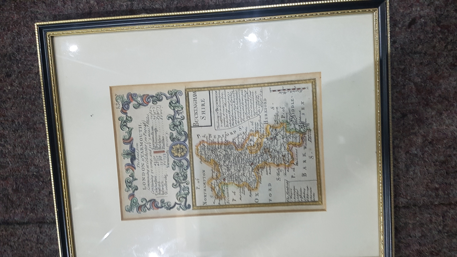 Discover our rare 1720 E Bowen map of Buckinghamshire, from London to Yarmouth. Dive into history, shop now for this unique antiquarian piece!