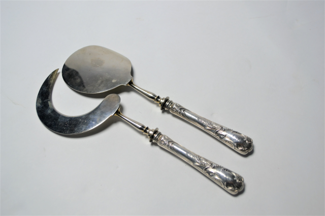 A Pair Of French Ice Cream Silver Servers.