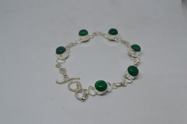 Silver 925 Bracelet with Malachite