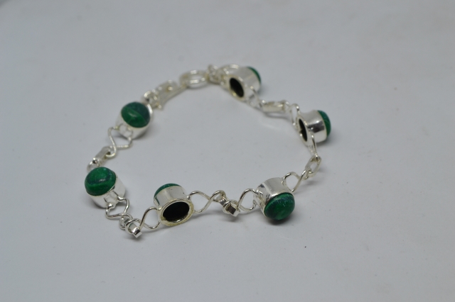 Silver 925 Bracelet with Malachite