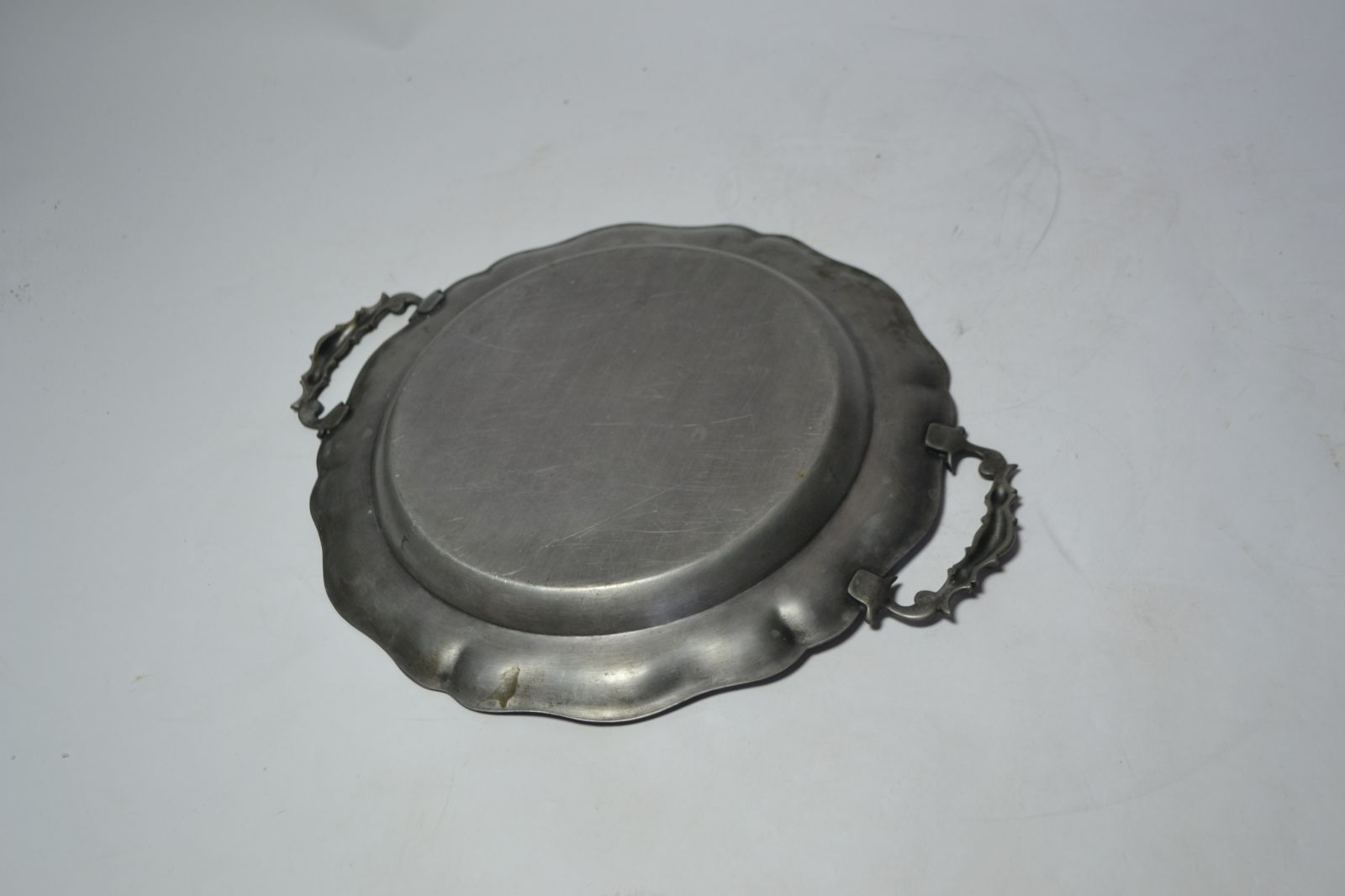 Twin handled pewter dish