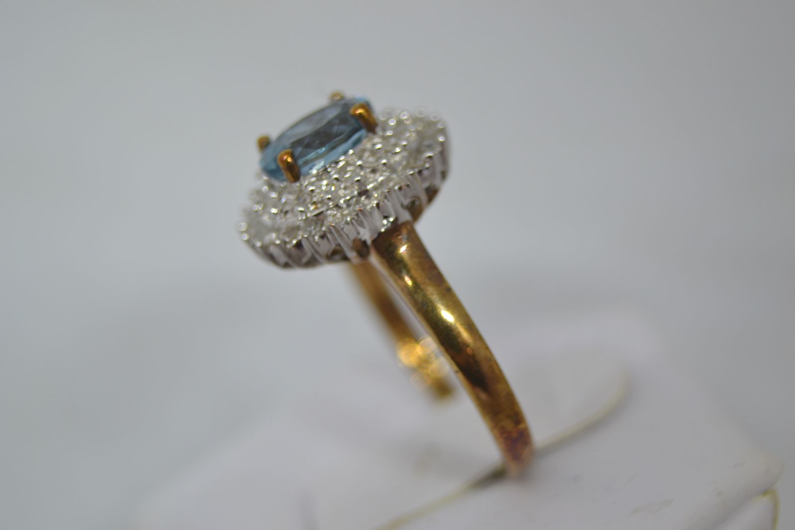 9ct Gold Blue Topaz And Diamond Set Dress Ring